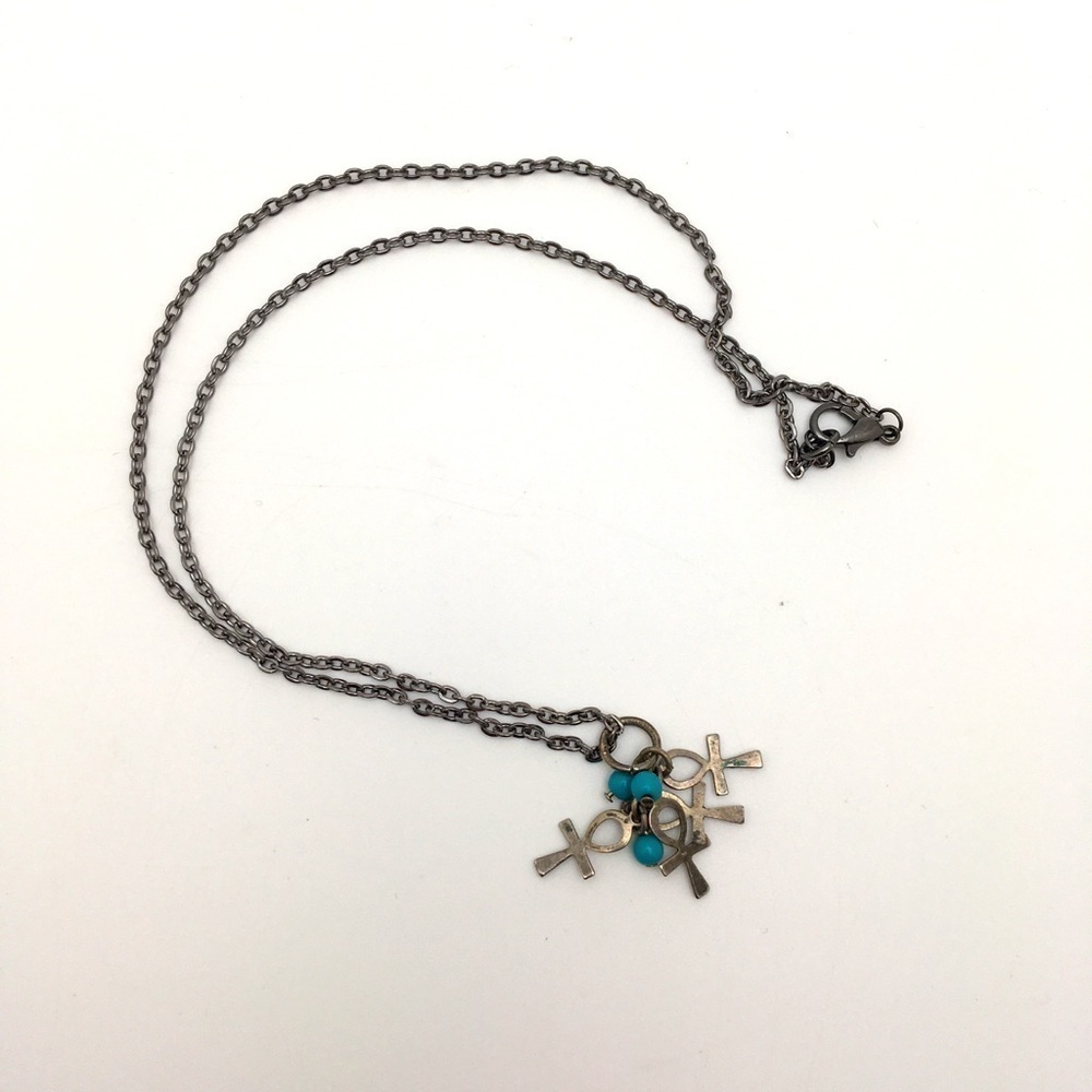 381MIDALANE Upcycled Egyptian Ankh Necklace with Turquoise Beads